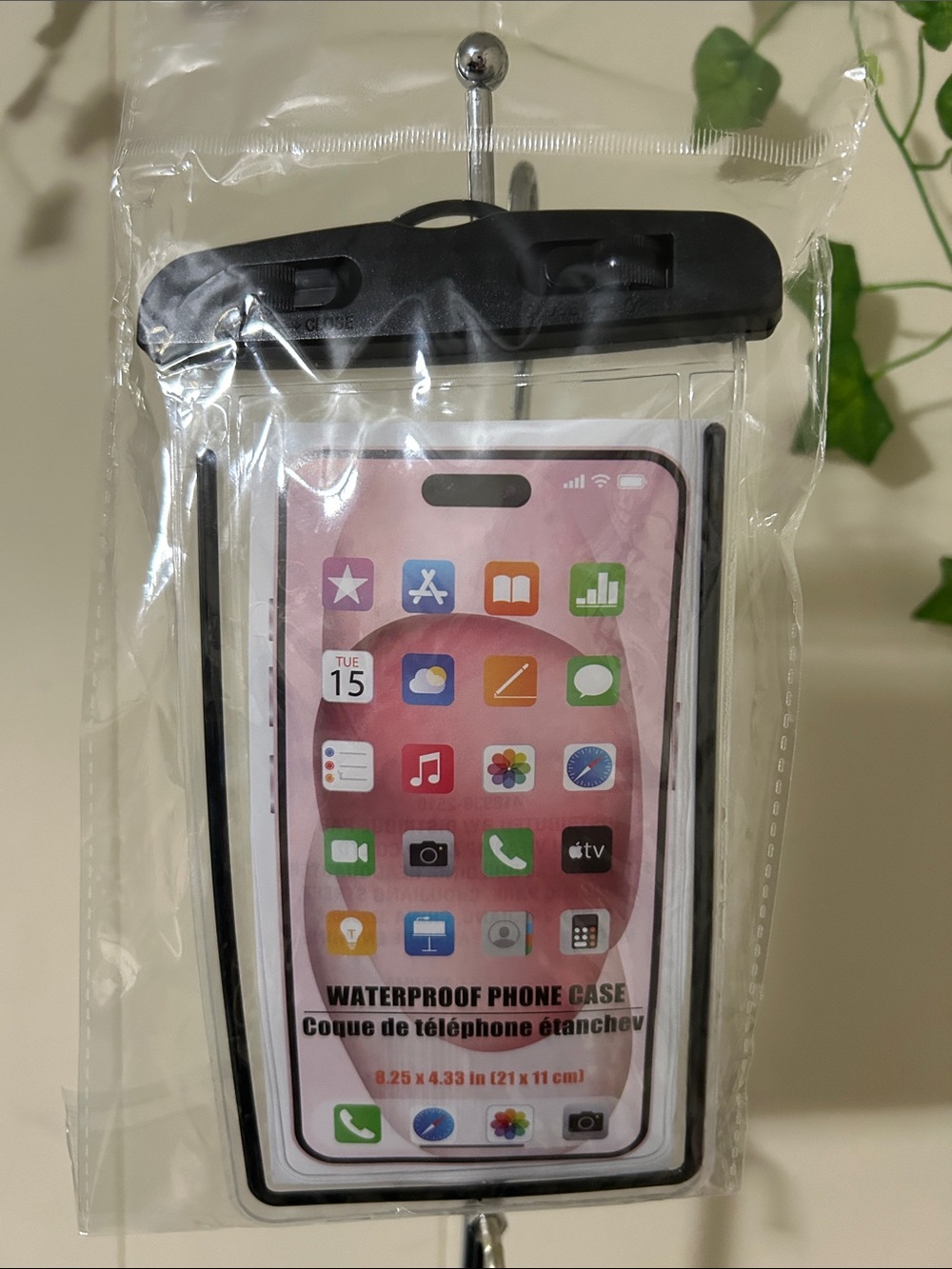 Waterproof Phone Holder in Black or Pink Waterproof Phone Pouch - Clear Front